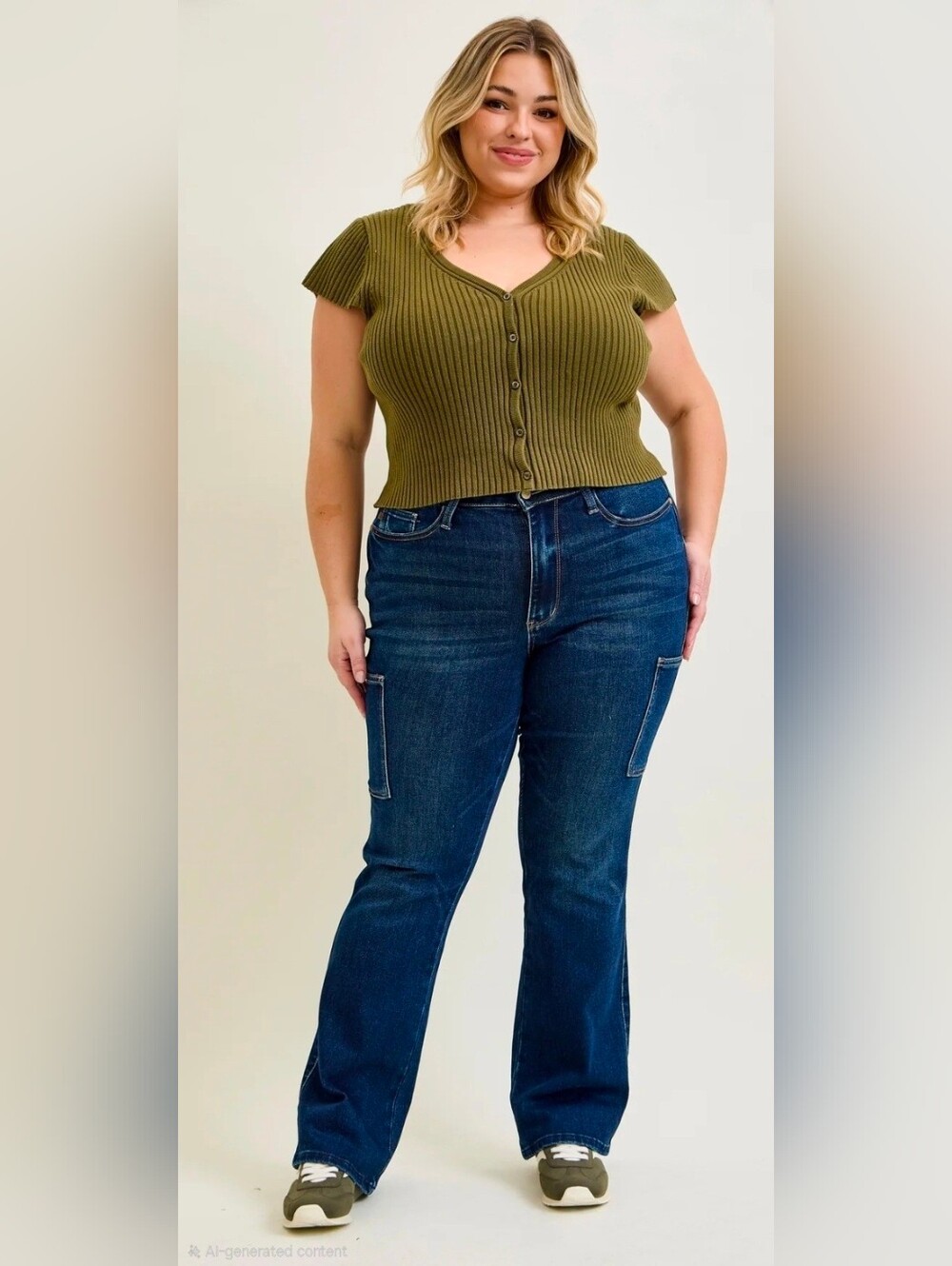 Judy Blue "Cortney" High Rise Straight Wide Cargo Jeans in Dark Wash Size 18W